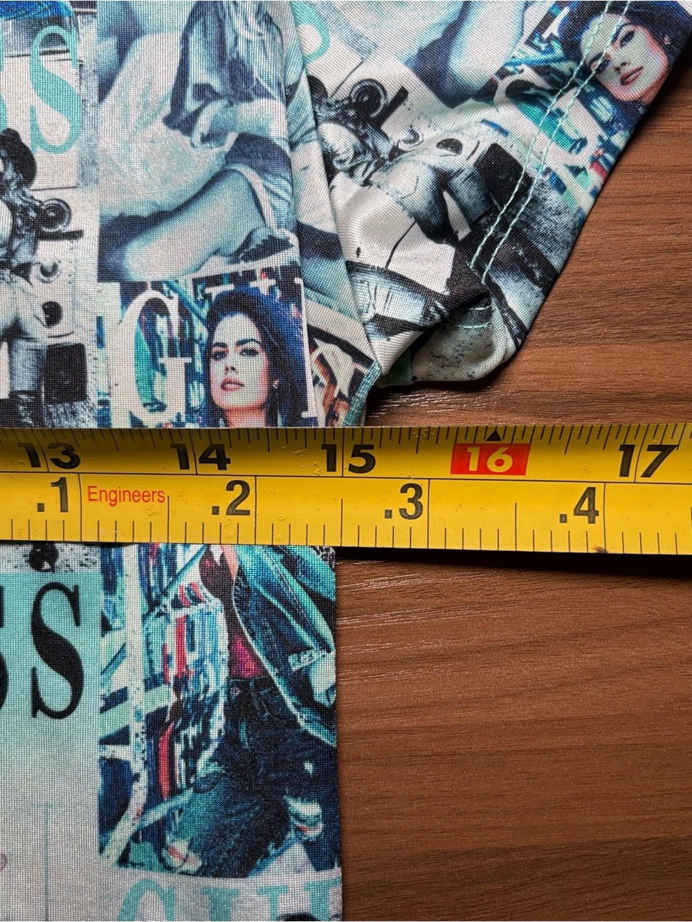 GUESS Graphic Logo Tee | Y2K Baby Tee | Blue Collage Print Fitted T-Shirt - Picture 9 of 10